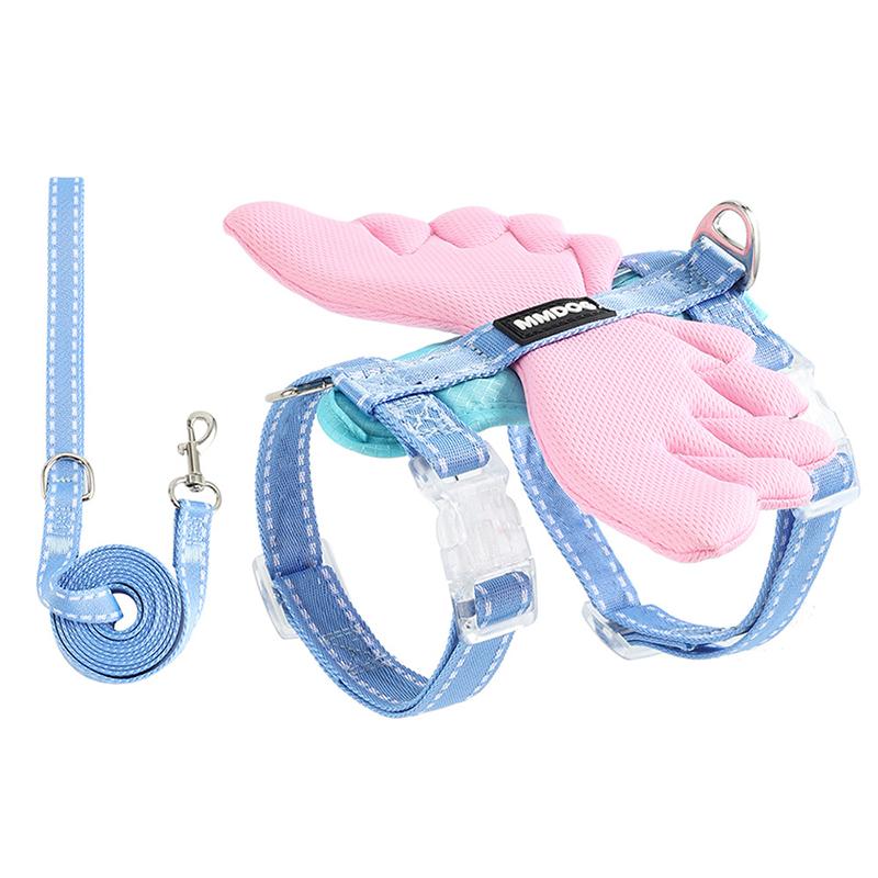 Angel Wings Dog Harness Leash Set Adjustable Breathable Summer Escape-Proof Dog Vest Harness Outdoor Training Puppy Chest Strap