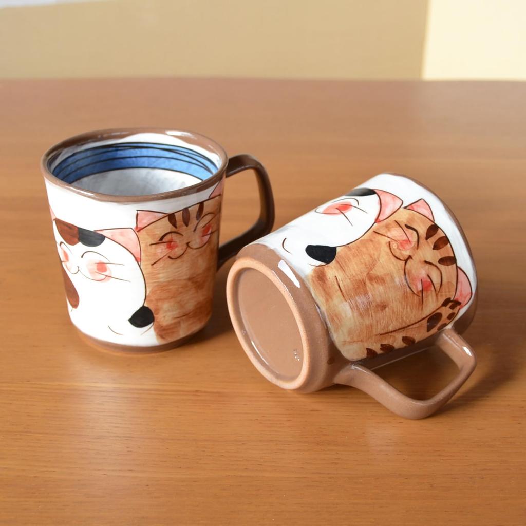 A Perfect Retirement A Cute Pair of Arita Ware Coffee Set of In a Wooden A Gift for the Three Friendly Gift. Mugs, Two, Box. Thank-you Recipient.