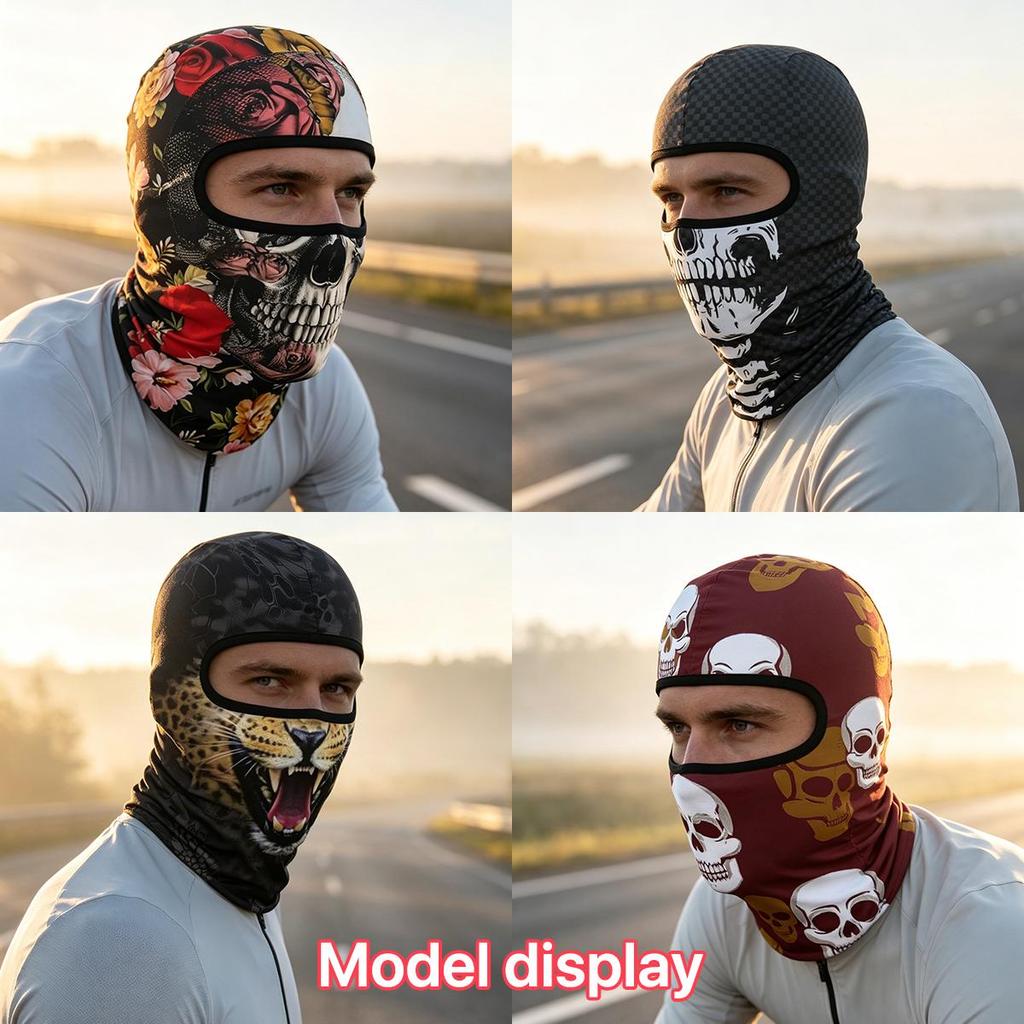 Skull Print Balaclava Face Mask, Ice Silk Cooling Breathable Sun Protection Full Face Cover for Cycling Running Hiking Outdoor Sports