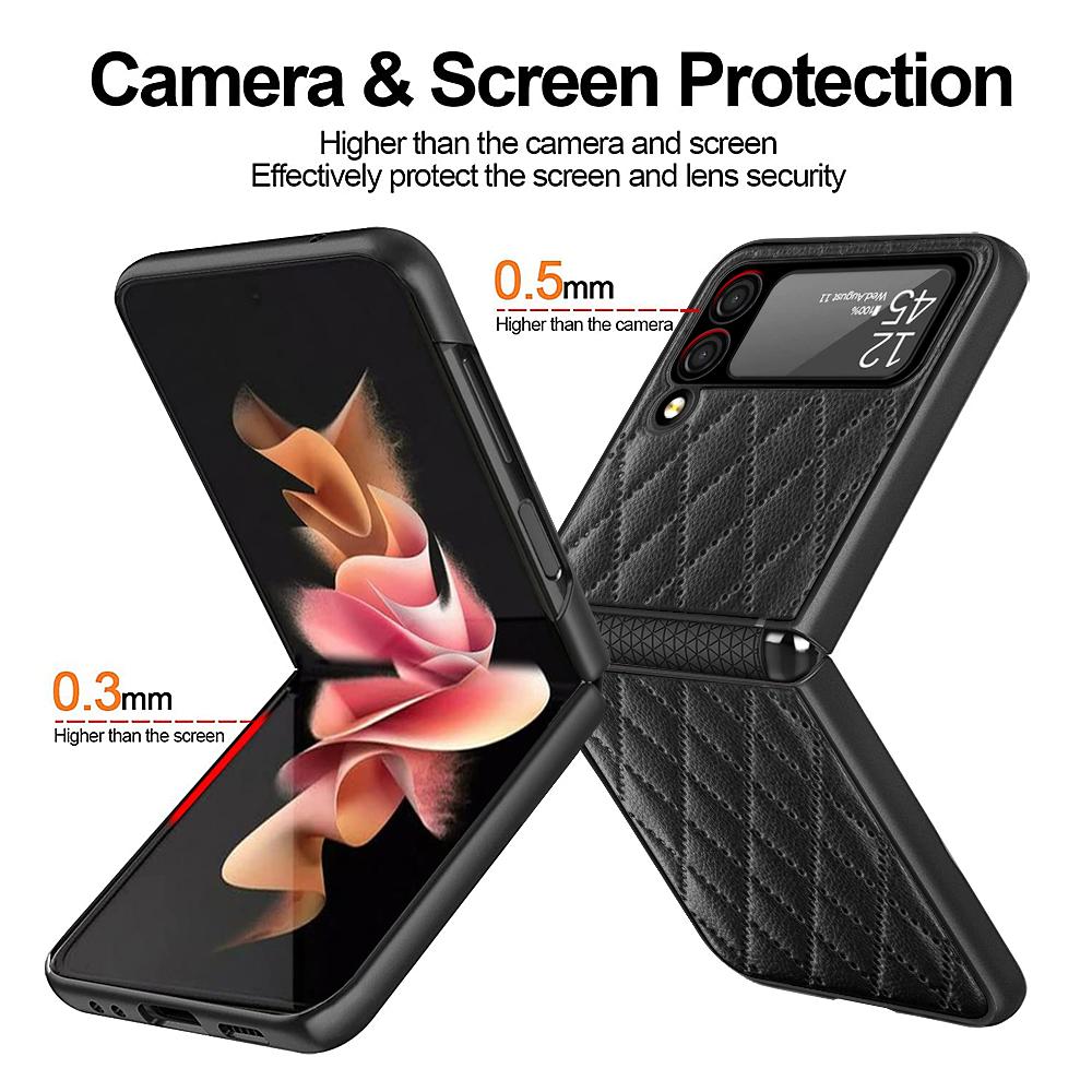 Leather Case for Samsung Galaxy Z Flip 4 3 5G Magnetic Hinge Full Protection Cover Camera Glass Shockproof Back Case for Z Flip3