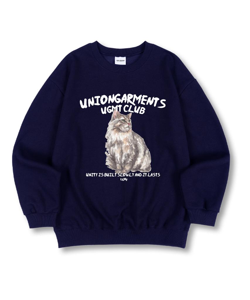 UNION GARMENTS Cat Drawing Premium Double-Sided Oversized Sweatshirt 4 Colors
