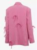 Cappotto da abito ampio rosa romantico con fiocco per donna europea e americana