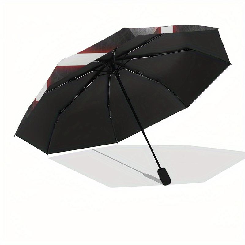 Abstract Red and White Patterned CoasterUmbrella, Portable 3-Fold Compact Umbrella for Men & Women Gift