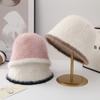 Hatt Dammode Höst och Vinter Ny Bucket Hat Koreansk Stil Färgmatchande Åldersreducerande Kaninhår Fiskarhatt Mångsidig Varm Plyschhatt
