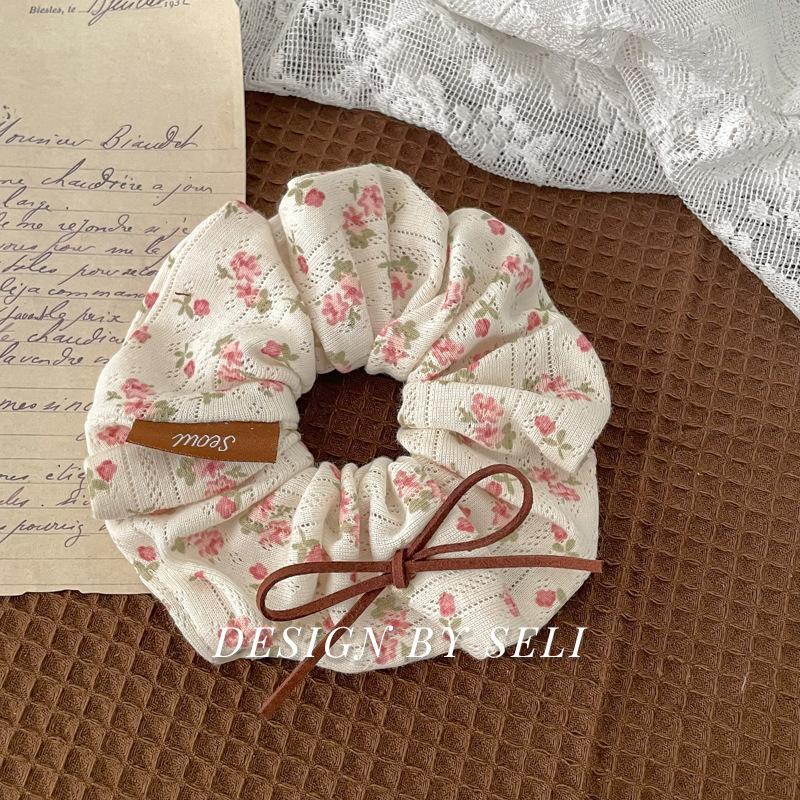 Soft Knitted Collection Autumn Winter Sweet Scrunchie Polka Dot Floral