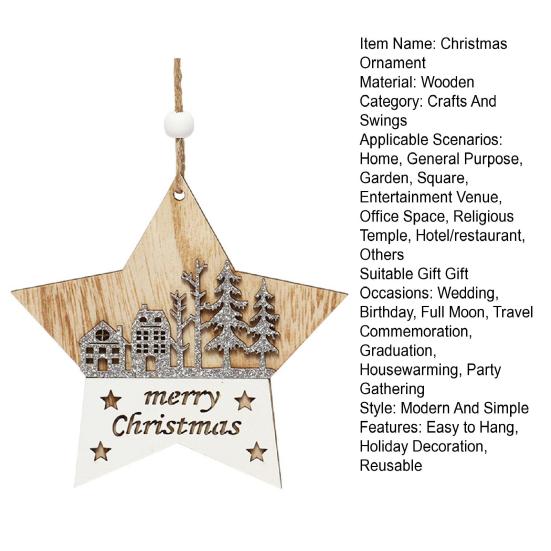 1/4Pcs Wooden Merry Christmas Ornament Farmhouse Rustic Xmas Tree Hanging Double Layer Splicing Love