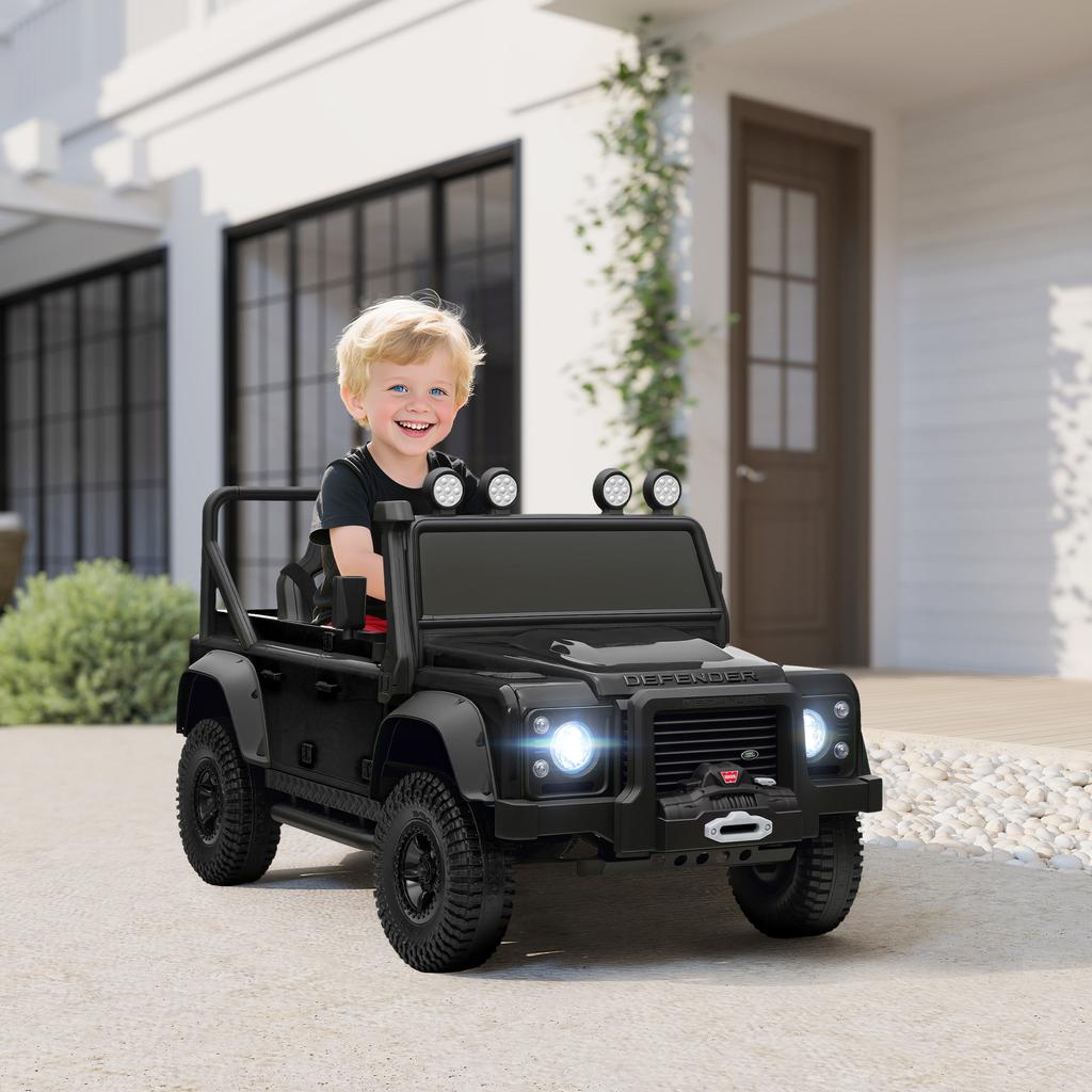 Kids Ride On Car with Remote Control, Music, Horn, 4 Spring Suspension Wheels, LED Lights for 3-5 Years Old, Black