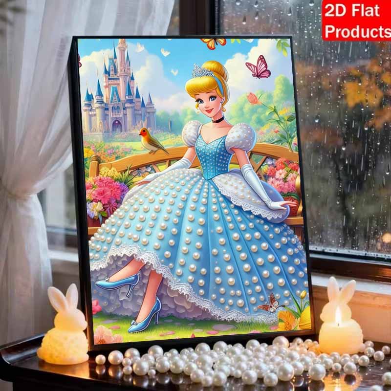 Disney Pearl Painting Set Cinderella in The Garden Exquisite and Sparkling Artwork Perfect for Home Wall Decoration and Handmade Gifts
