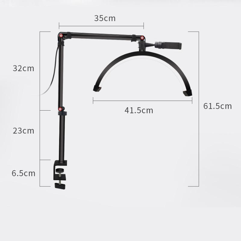 16 Inch Adjustable Eye Protection Table Lamp Half Moon Beauty Lamp Desktop Bedside Tattoo Beauty Fill Light LED White/Black Height