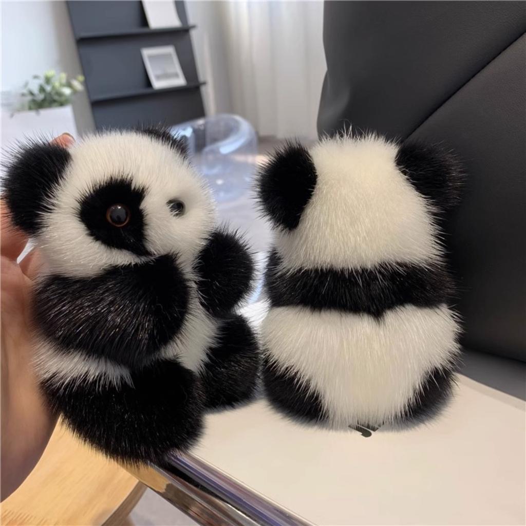 Plush Panda Keychain Soft Stuffed Animal Bag Charm Zipper Pull Decorative Accessory for Backpacks Purses and Keys