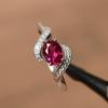Damenring mit rotem Rubin-Edelstein Juligeburtsstein Ovalschliff 925 Sterlingsilber Hochzeits-, Verlobungsring