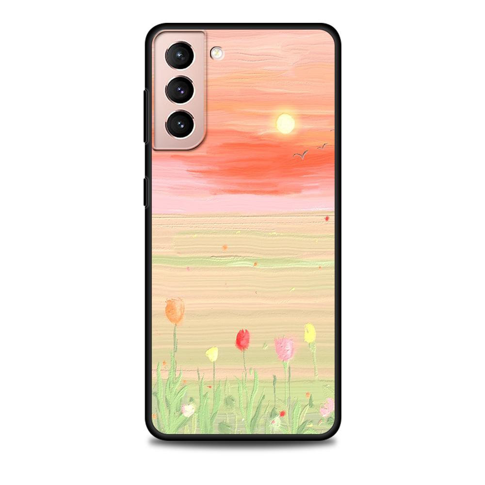 

Чехол с изображением цветов в стиле ретро для Samsung Galaxy S22 Ultra, чехол для телефона S21 S20 FE S10 S9 S8 Plus S10e S7 Edge, черный мягкий Samsung S22 5G