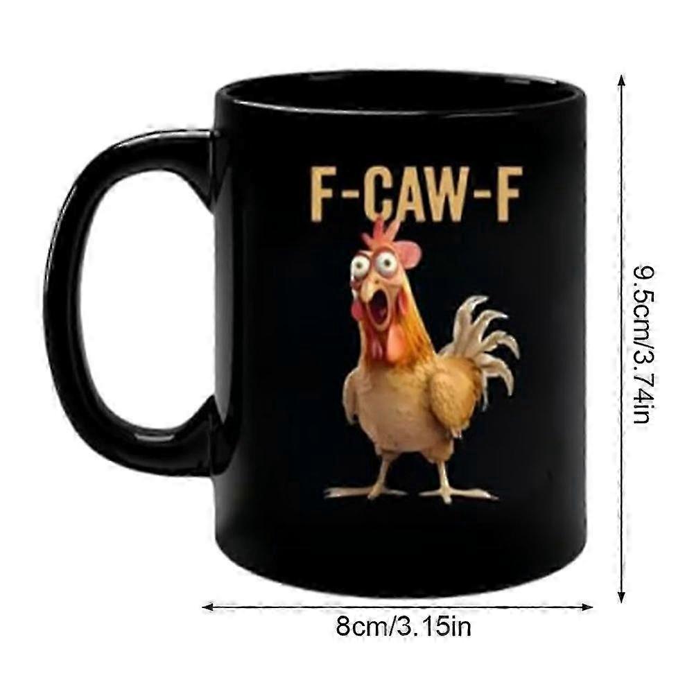 25-26 F-Caw-F Funny Chicken Coffee Mug, F-Caw-F Rooster Coffee Cup, Novelty Ceramic Mug Gag Gift For Men Women