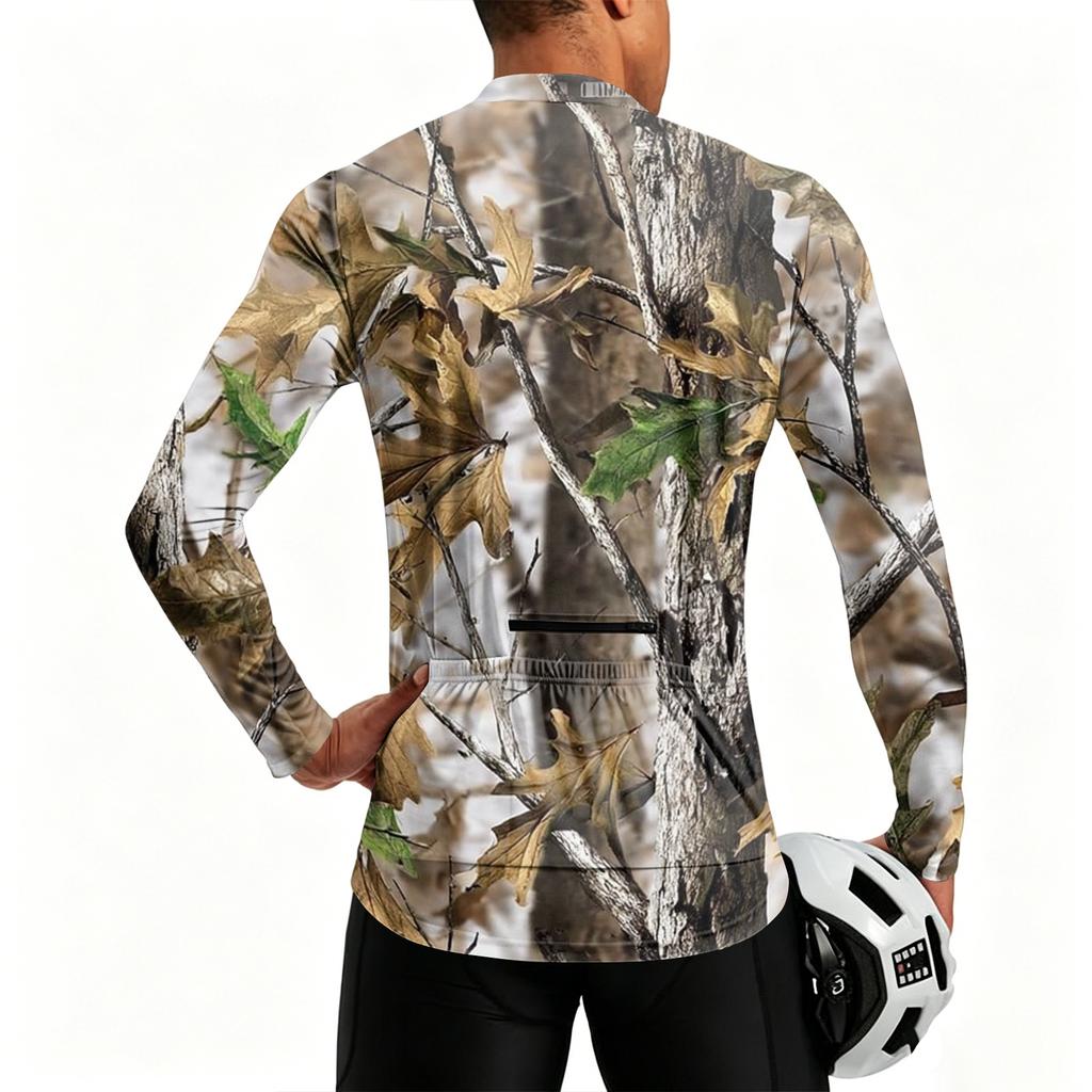 Heren Lange Mouw Fietsjersey Ademend Sneldrogend Stof Halve Rits Pullover Lichtgewicht Atletisch Shirt voor Buitensporten