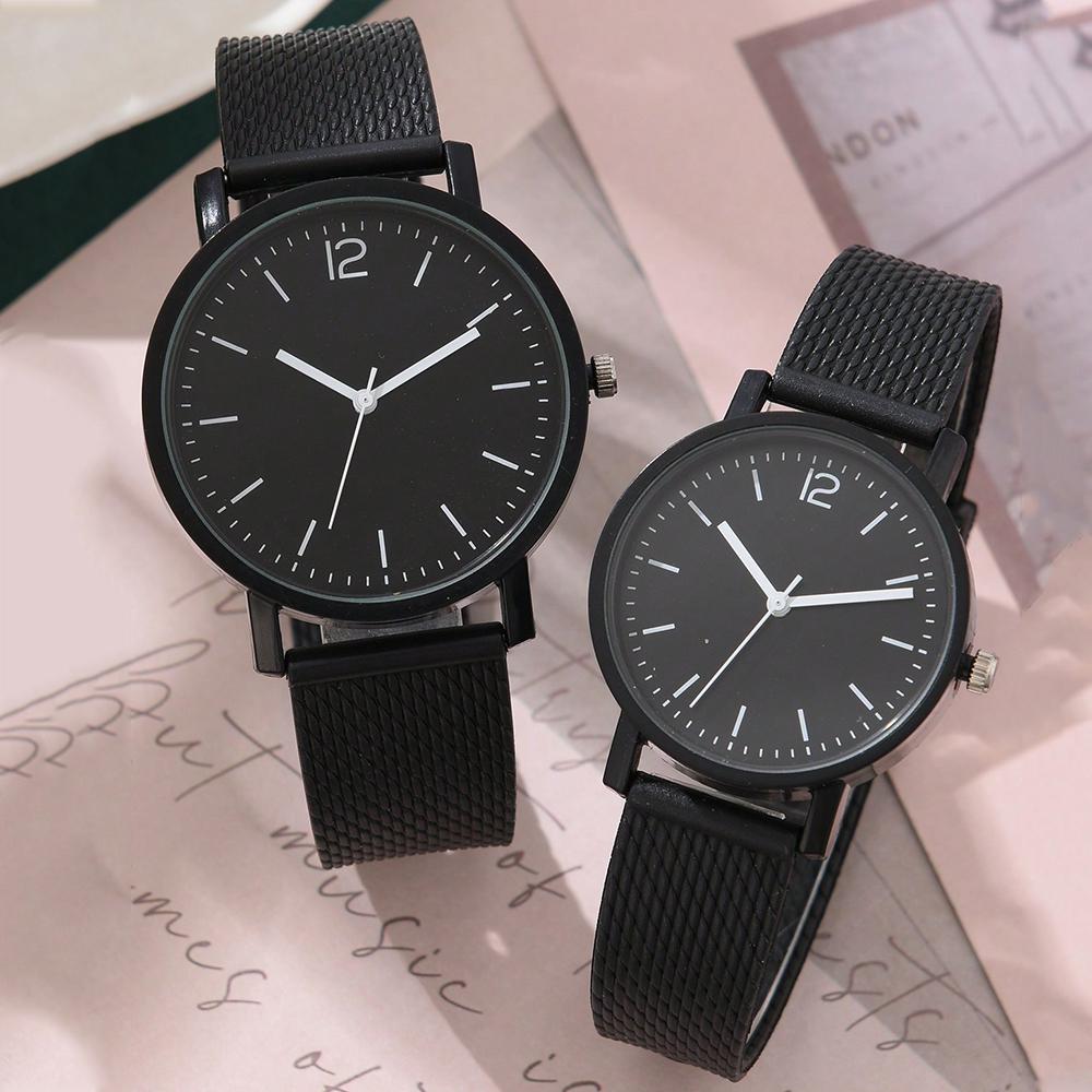 1/2 Stück Set Paar Mode Lässig Lederuhren Damen Einfaches Zifferblatt Quarz Armbanduhren Dress Uhr Montre Femme