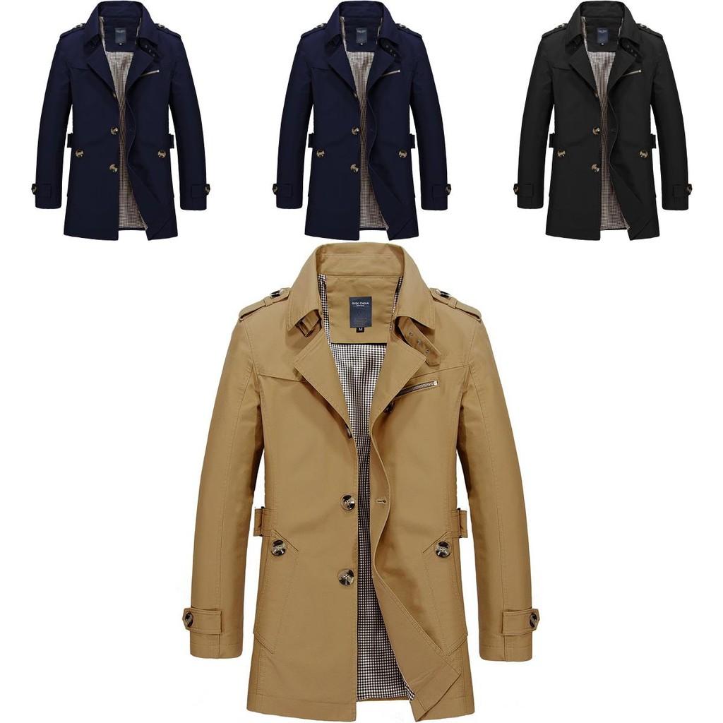 Herren Winter Mittellange Jacke Stilvoller Lässiger Übermantel Mit Reverskragen Und Epauletten-Design