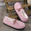 Couple Solid Color Slip On Loafers with Warm Plush Lining Comfortable Non-Slip Rubber Sole Durable House Shoes