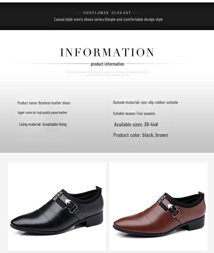 2024 Men's Leather Formal Business Shoes - Korean Style, Large Size, Pointed Toe, Casual Elegance