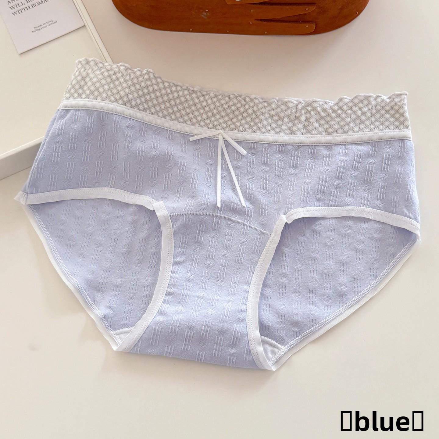 Women s Summer Thin Sweet Floral Pure Cotton 10A Bacteriostatic Crotch High Waist Briefs M синий