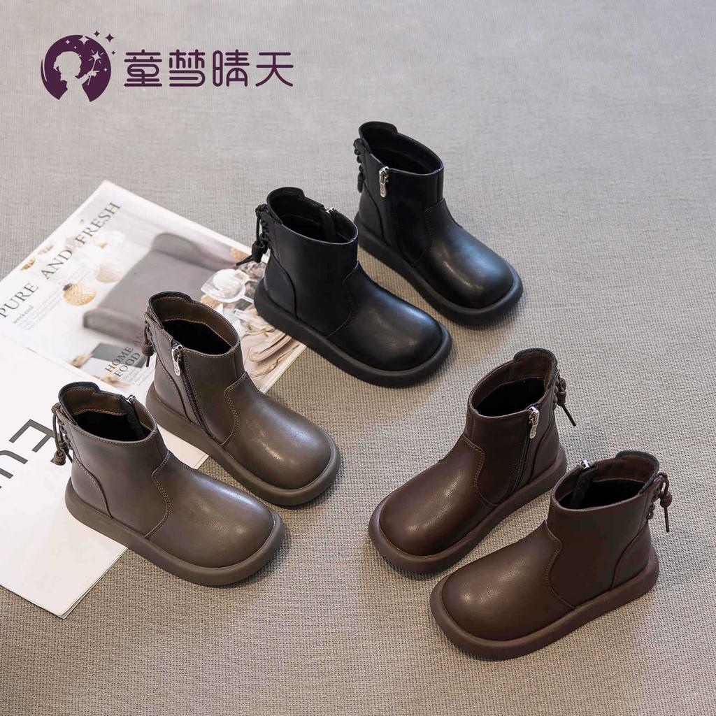Children's boots Spring and Autumn 2025 new popular girls Martin boots black autumn older children's boots British single boots