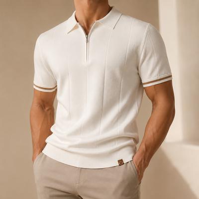 AIOPESON Luxus Golf Poloshirt für Herren Business Casual Gestrickter Umlegekragen Gesellschaftsmode