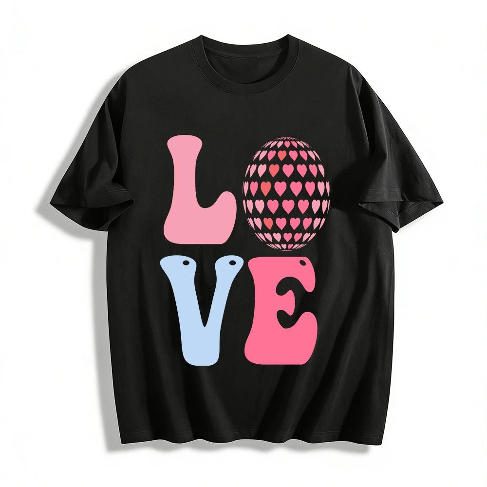 Love Heart Print Casual Top Sweet Style Versatile Couple T-Shirt Pure cotton T-shirt XXS