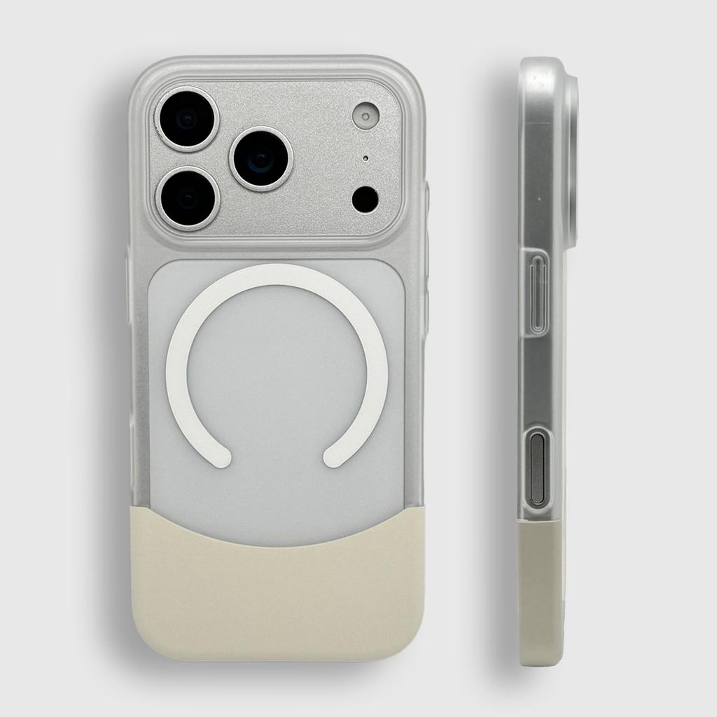 Splicing 2IN1 Magnetic Wireless Charging Case For iPhone 17 16 15 14 13 Pro Max For Magsafe Matte Translucent Hard Couple Cover