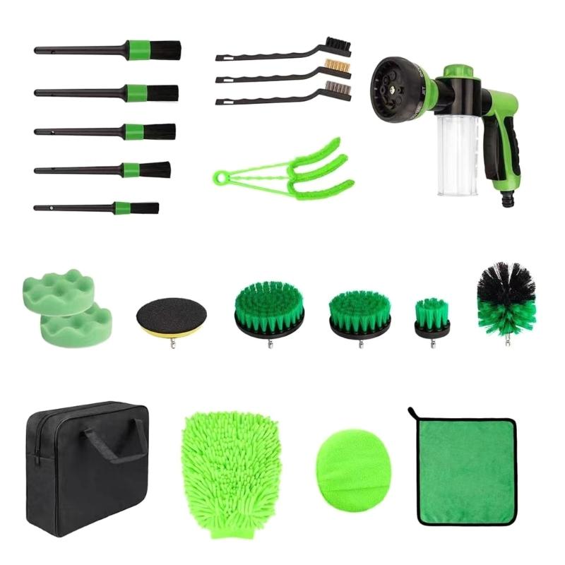 Car Cleanings Set Car Set for Interior and Exteriors Car Washing Set with Brushes Polishing Sponges Cleanings