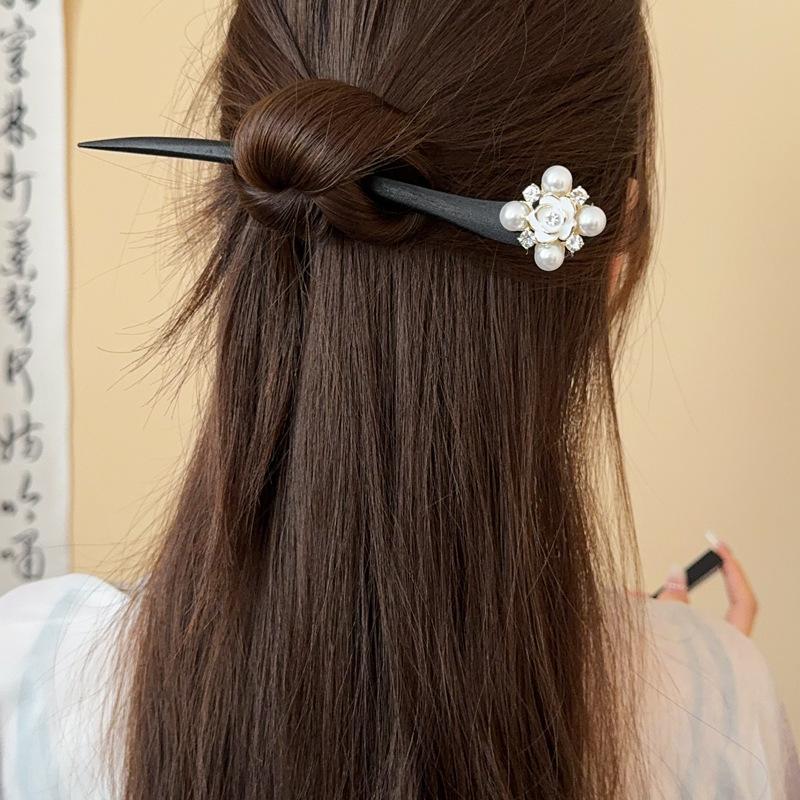 New Chinese temperament flower oval resin fringed hairpin trendy fashion hairpin antique Guochao hair accessories