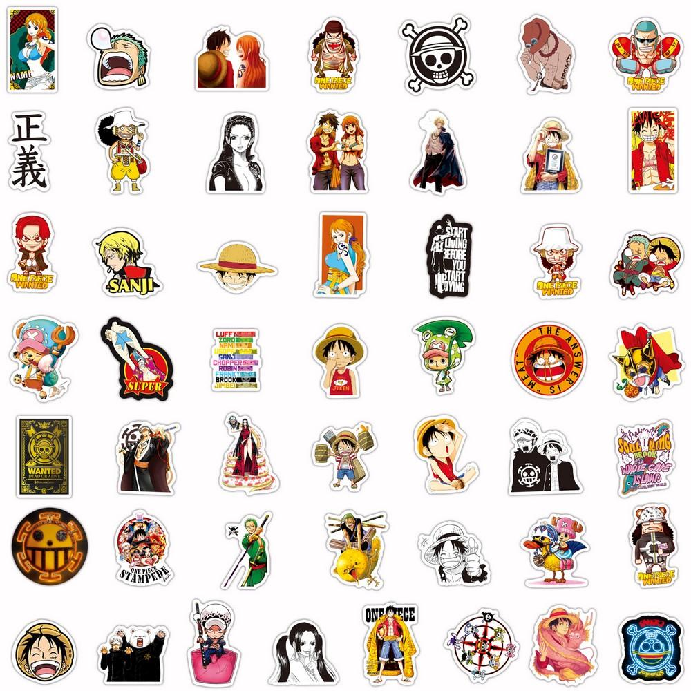 50 100Pcs Anime One Piece Stickers Notebook Motorcycle Skateboard Laptop Mobile Phone Case Cartoon Luffy Sticker For Kids Toy