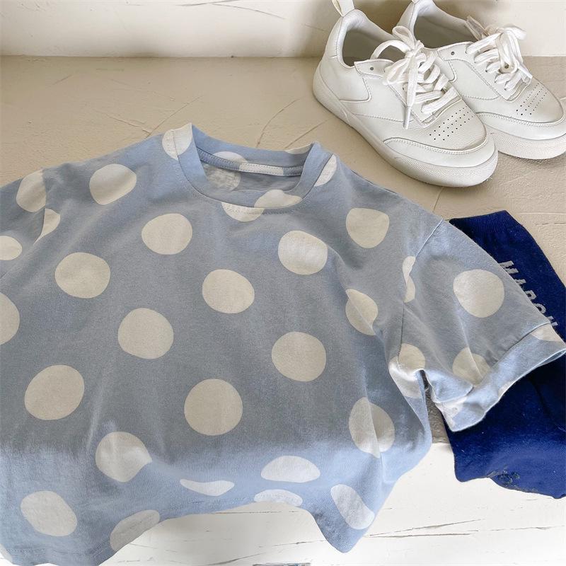 

Korean Style Kids Summer Linen Cotton T-Shirt - Girls & Boys Short Sleeve Shirt 90 cm светло-синий
