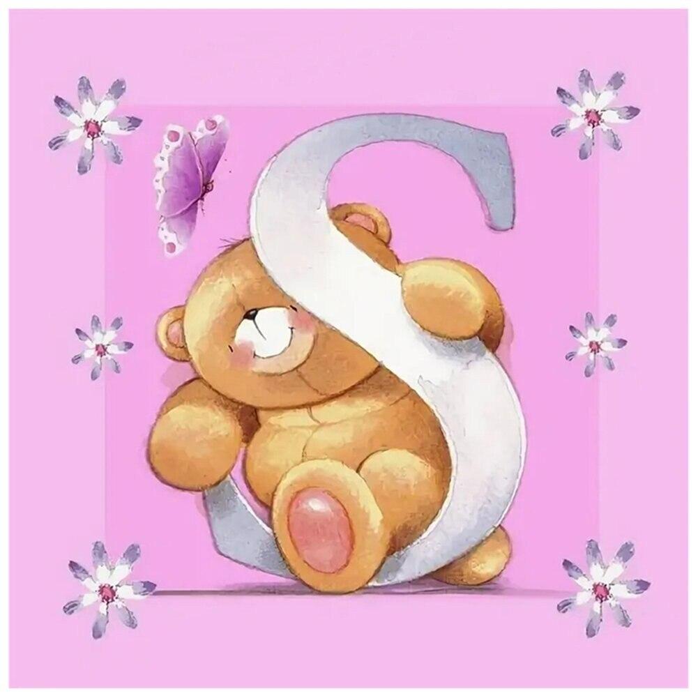 5D obraz diamentowy DIY alfabet kreskówka niedźwiedź 26 angielska litera diament mozaika obraz dżetów haft Home Decor prezent