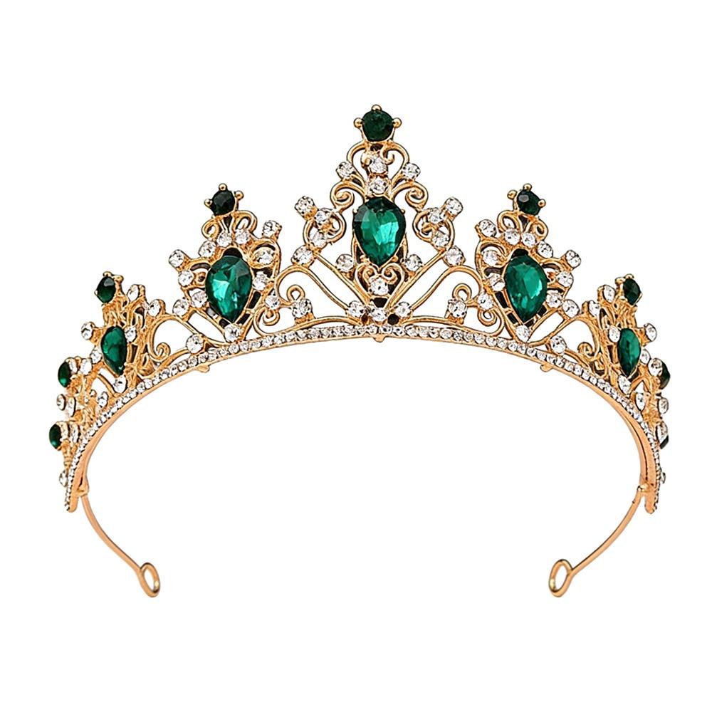 

Fashion Metal Crystal Bridal Tiara Luxury Elegant Colorful Wedding Hair Tiara Light Luxury Hair Headdress Pageant Event