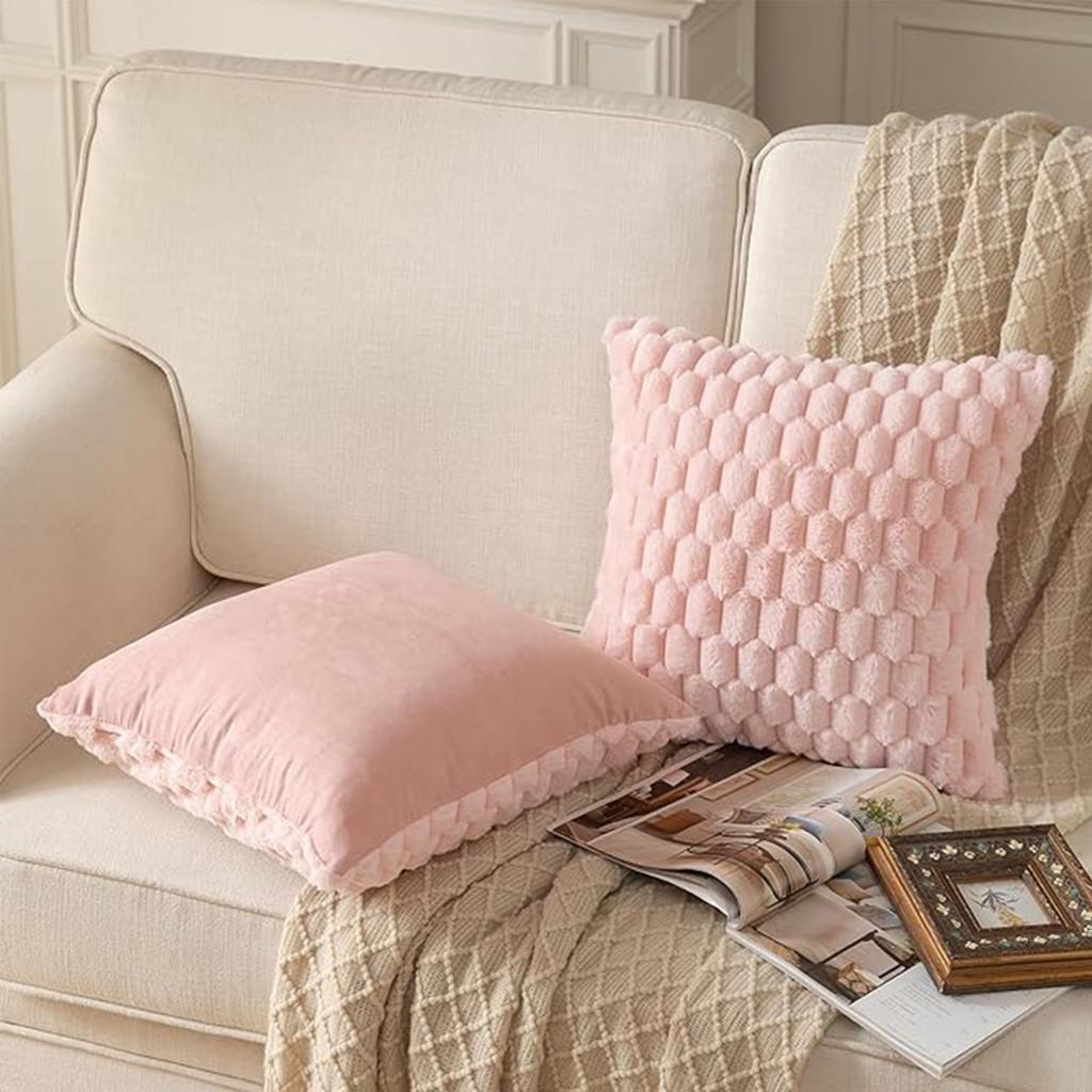 Pineapple Plush Lines Pillowcase Bedroom Imitation Rabbit Velvet Sofa Cushion