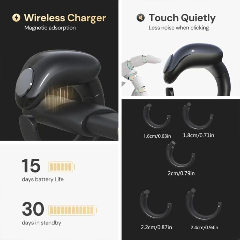Digital Display Intelligent Counting Rings With Wireless Charger 5 Size Adjustable For Prayer And Zikr Up To 99999 Count