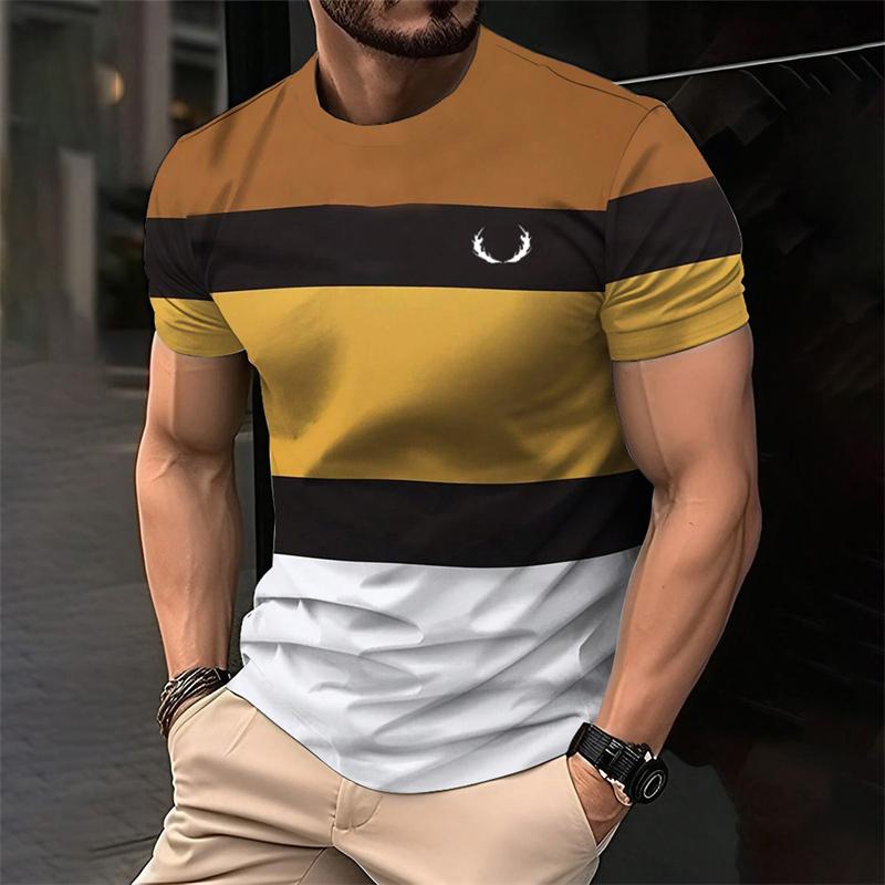 Simple Striped 3D Printed T Shirts For Men Fashion Summer Short Sleeve 3D Printed Kids T-shirts Casual Daily Wear Loose Tees