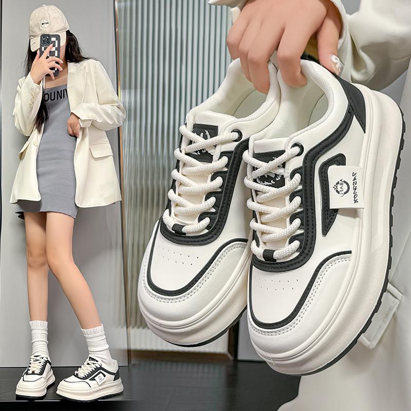 Spring and Autumn new sports and leisure ins platform leather single shoes board shoes