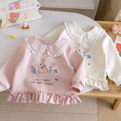 Girls' Cartoon Hoodie with Doll Collar - New Spring Arrival In Trendy Children's Casual Clothing.