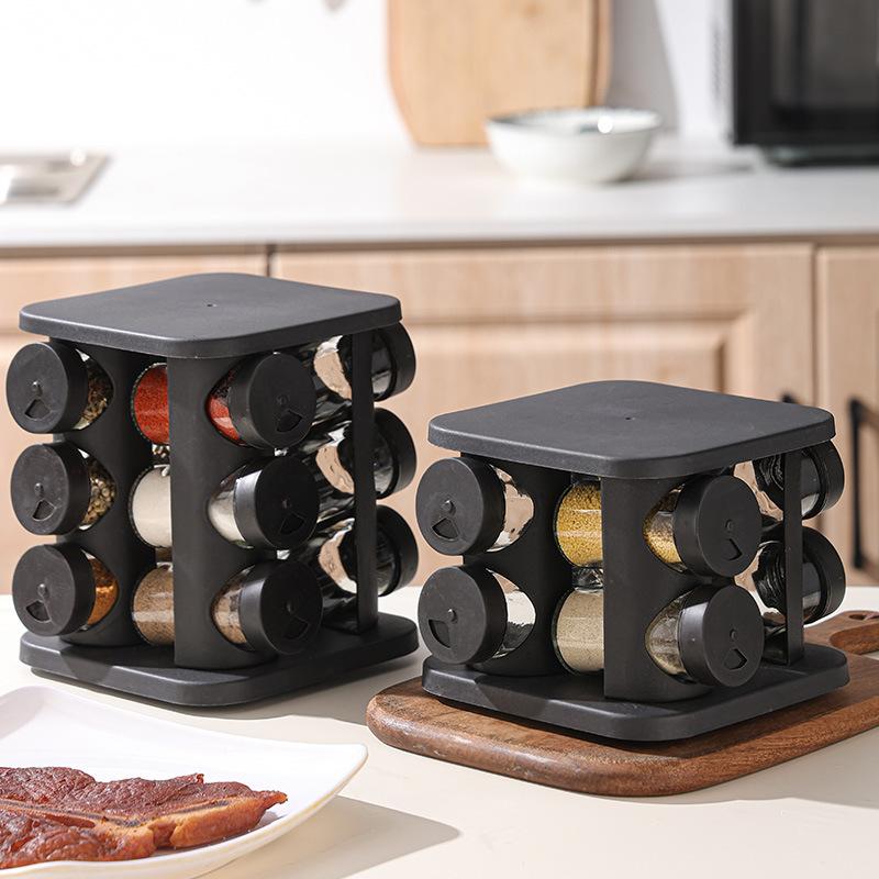 Set Portaspezie Rotante di Grande Capacità 9/13/17 Pezzi Barattoli in Vetro Organizer per Condimenti per Dispensa Cucina Controtop
