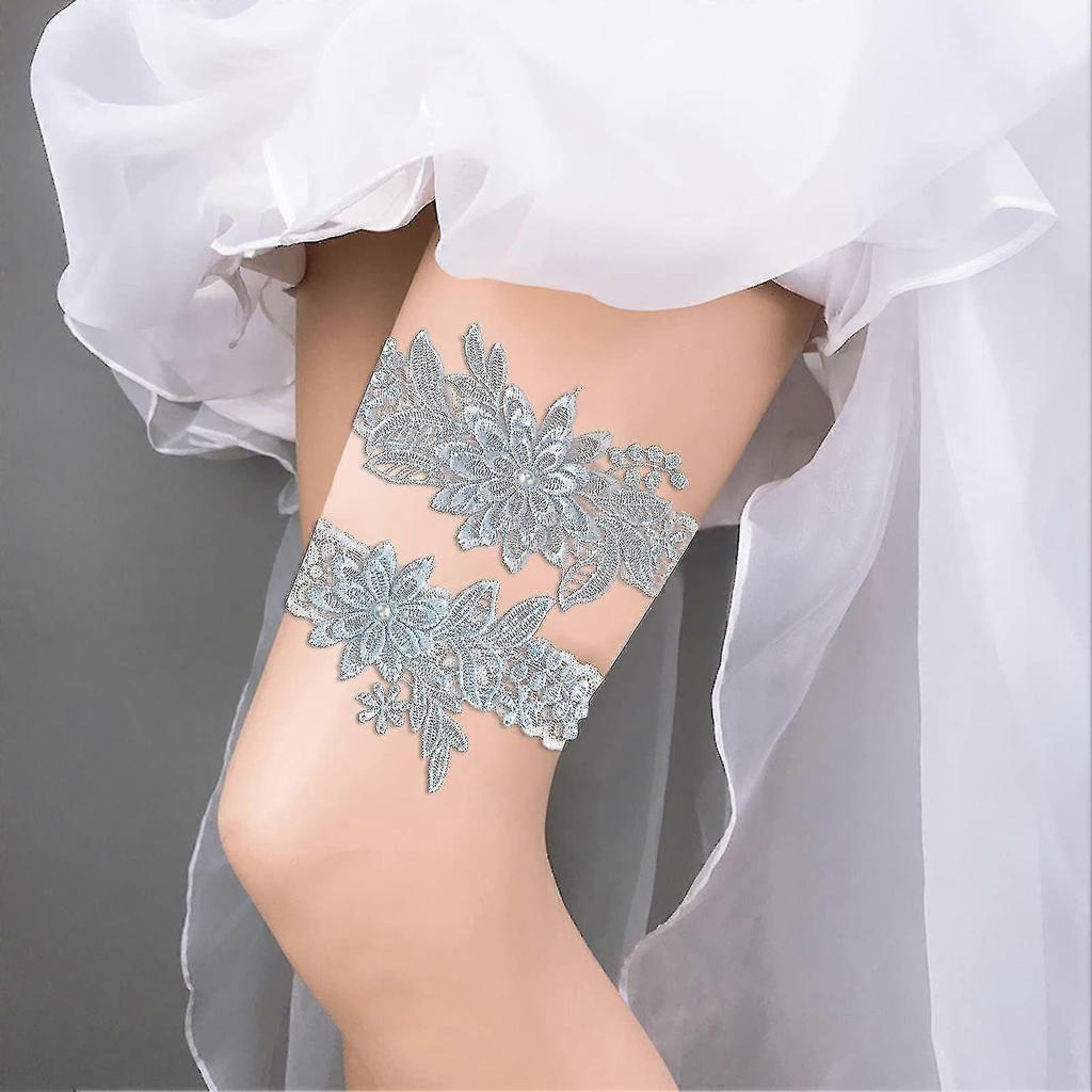 Wedding Garter For Brides, 2pcs Women's Lace Leg Garter, Wedding Underwear Elastic Rhinestone Garter For Bride yu
