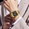 PINDOWS Luxury Quartz Chronograph Watch with Date Large Waterproof Business Stainless Steel Luminous Diamond Accents Men's Display, Dial, Watch, Band,
