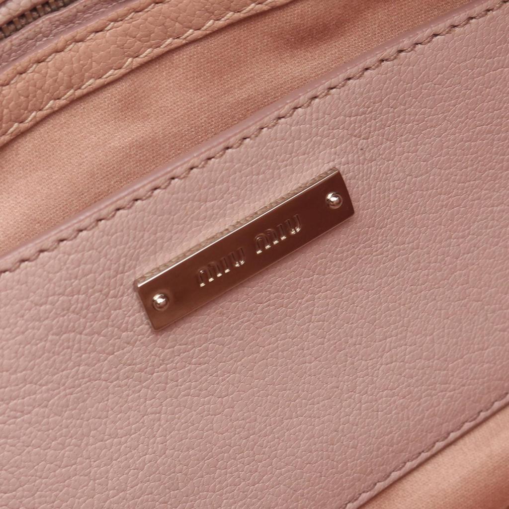 Used Miu Miu MADRAS Handbag leather Pink Used Women