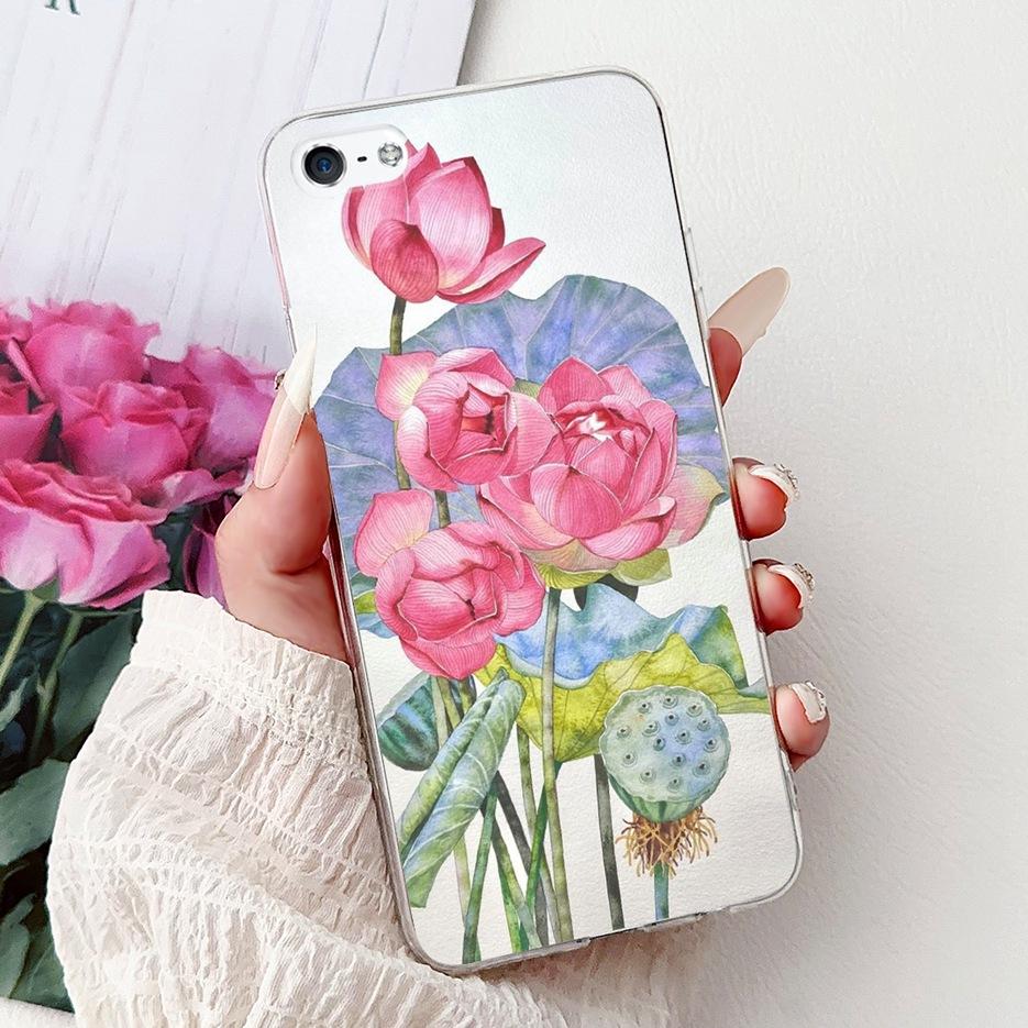 Für Apple iPhone 5 5S Hülle iPhoneSE Luxuriöse Bemalte Blumenhülle Weiche Silikon-Handyhülle Für iPhone SE 2020 2022 iPhone5 Fundas