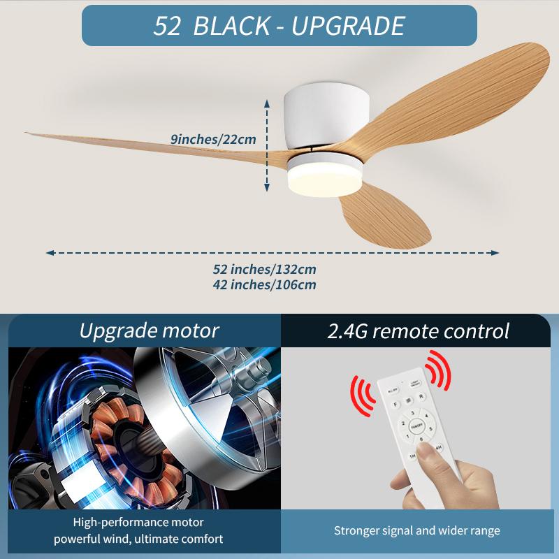 LED Light DC Motor Modern Ceiling Fan Kitchen Living Room Dining Room Household High Air Volume Remote Control Pendant Light