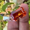 Natural 16 Ct Certified Emerald Orange Sapphire Gemstone Solid Silver Pendant