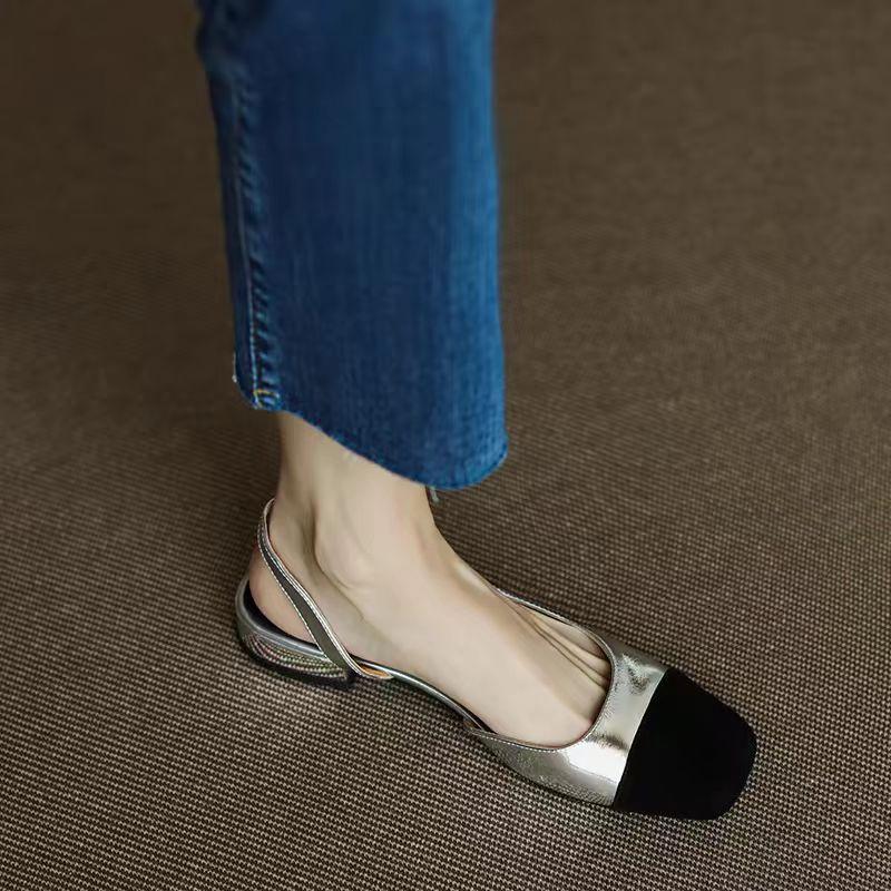 New summer mid-heel, simple back hollow, multicolor French high heels for women sandals C1218