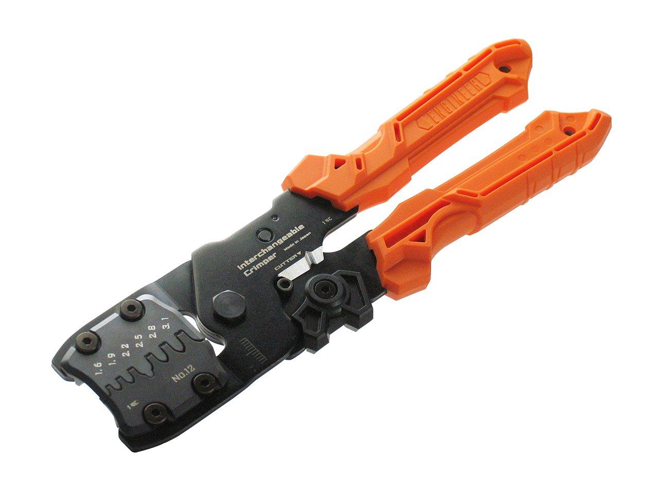 

ENGINEER Precision Crimping Pliers with Interchangeable Crimping Tool for Open Medium Terminals PAD-12 Dies, Barrel, помаранчевий