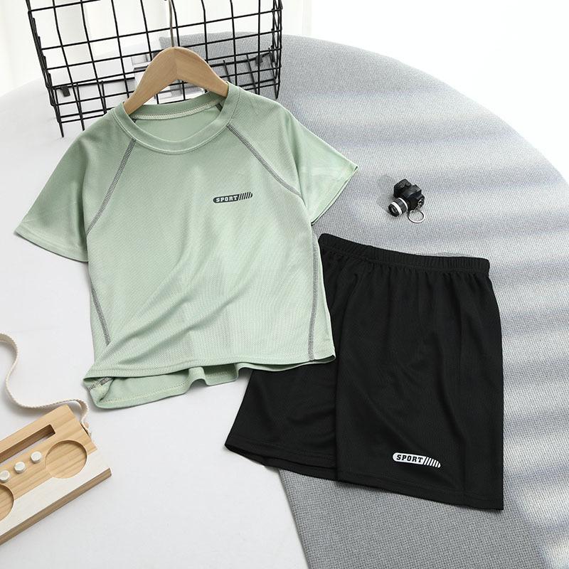 Summer Quick-Dry T-Shirt & Shorts Set - Casual Crew Neck, Slight Stretch Fabric