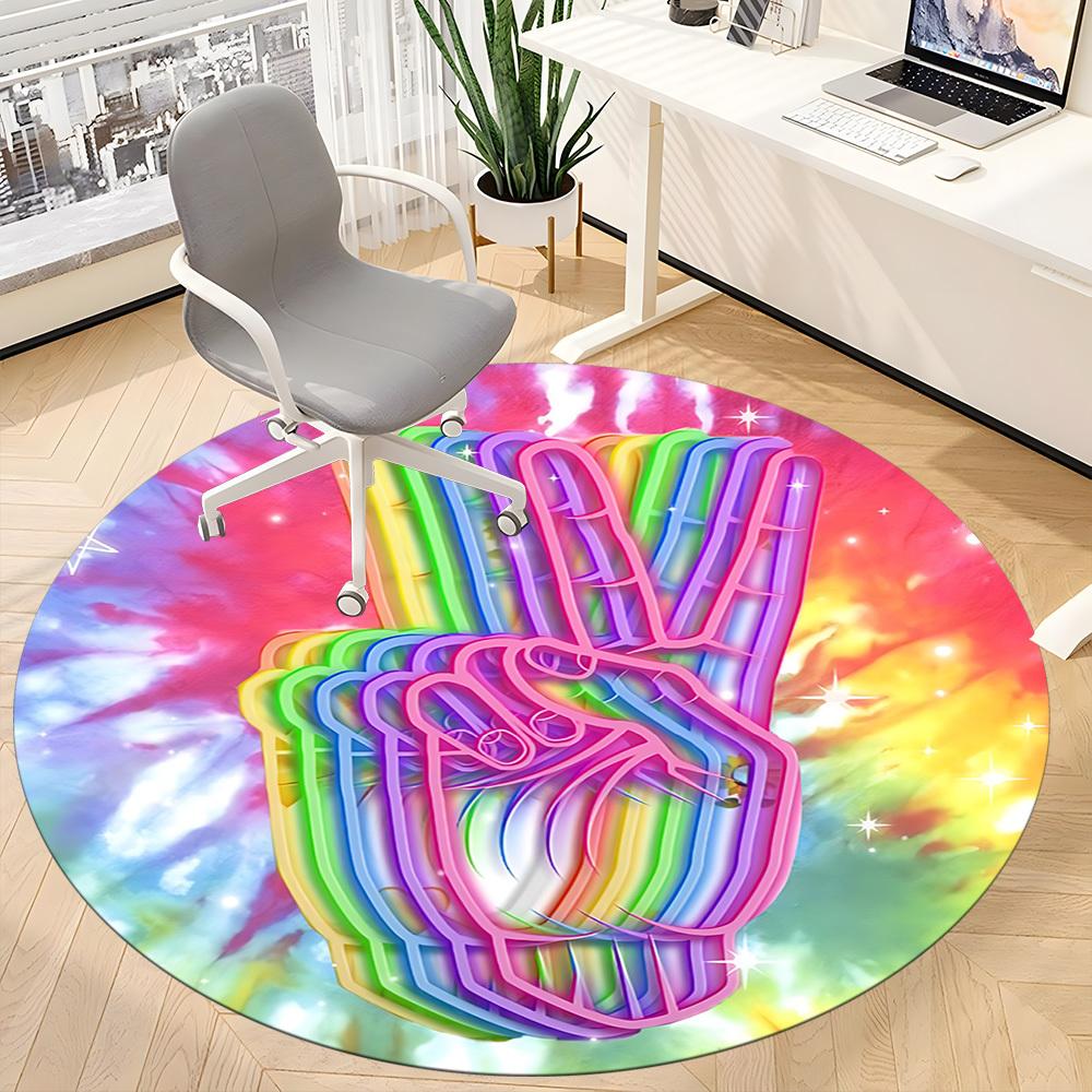 1pc Rainbow Hand Chair Carpet for Office, Indoor Non Slip Washable Polyester Fiber Carpet,