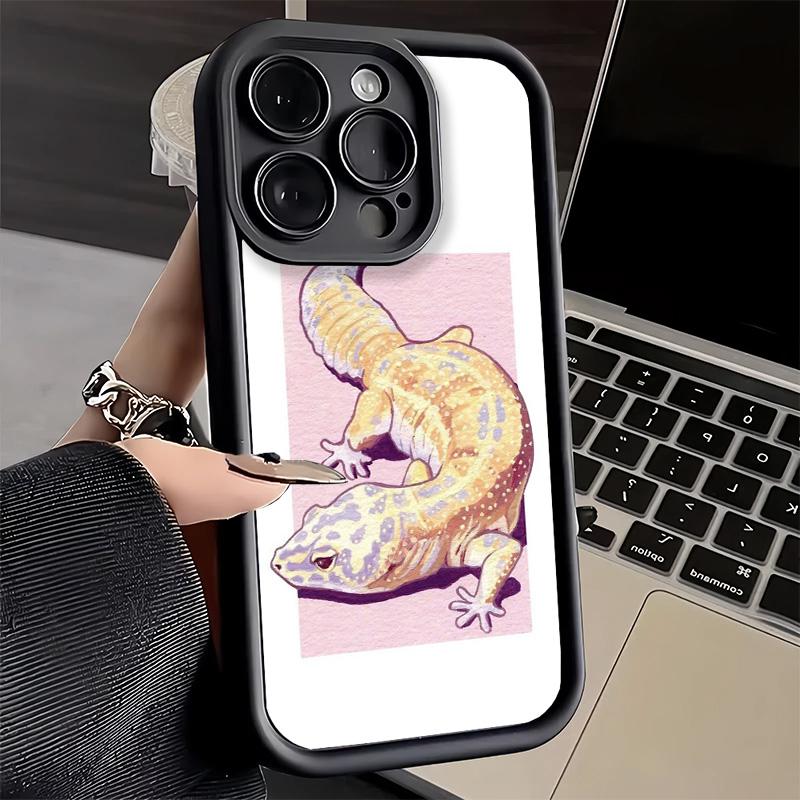 Phone Case for iPhone 17 Air 16E 15 16 Pro Max Lizards Geckos Cute Pet Cover 14 Plus 13 12 Mini Soft Shell Silicone Fundas